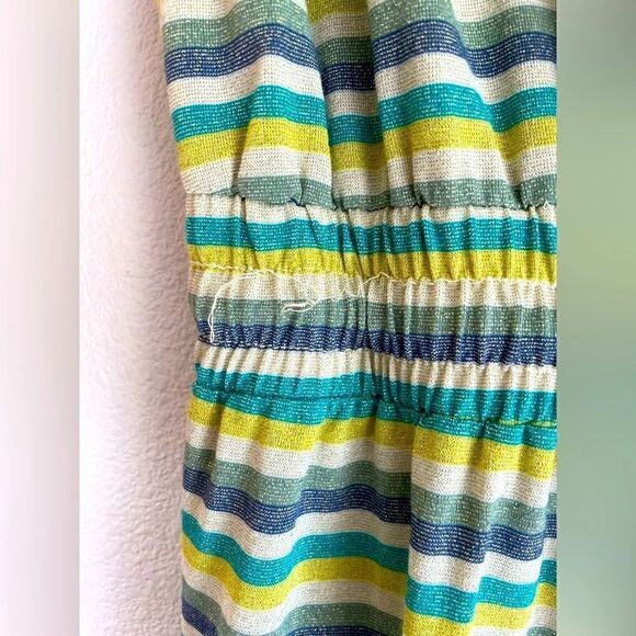 Striped green dress with drawstring waist - Picture 3 of 9